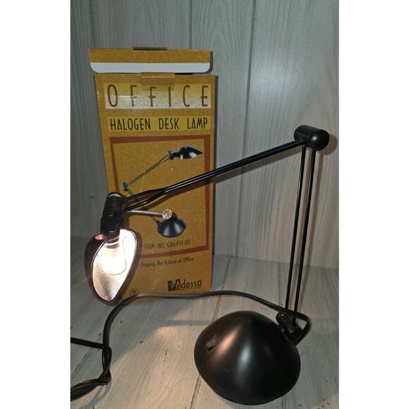 Vtg ADESSO Adjustable Arm & Shade Office Lamp Halogen Desk Lamp Light - Picture 6 of 9